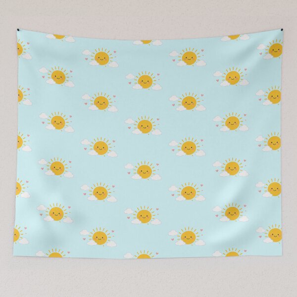 Item preview, Cute Kawaii Smiling Sun Clouds Hearts Yellow Sunshine Aesthetic designed and sold by Rehnair.