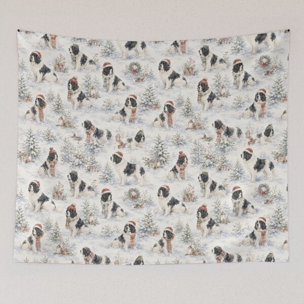 Item preview, Landseer Newfoundland dog Winter Christmas designed and sold by Anne Londez Studio.
