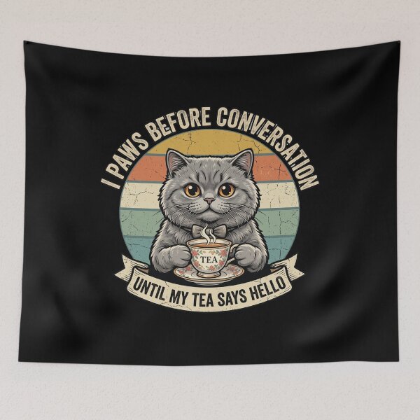 Item preview, I Paws Before Conversation - Funny British Shorthair Cat Tea Lover designed and sold by TeeStyle.mr.