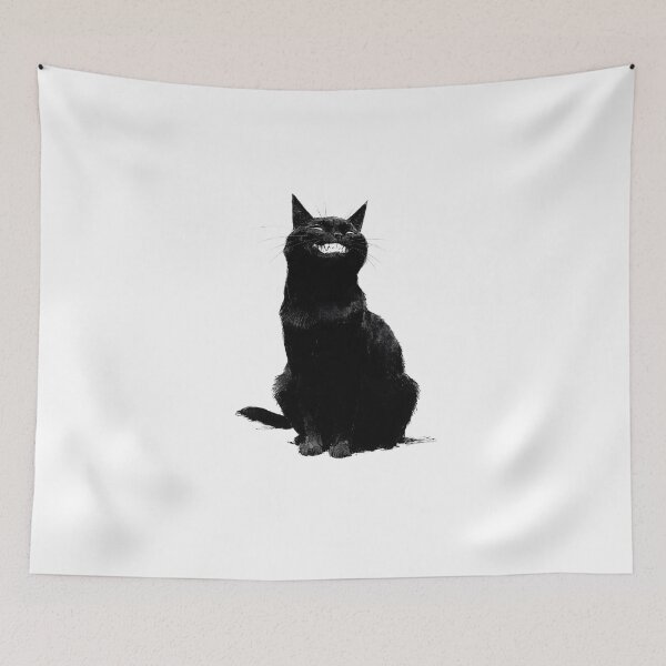 Item preview, Grinning Black Cat Cheshire Smile Ink Sketch Illustration designed and sold by GrinGalore.