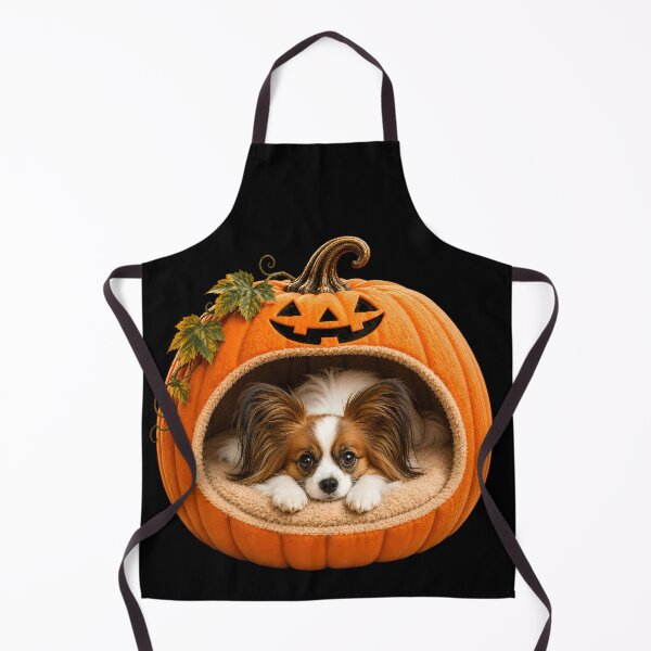 Item preview, Papillon Dog in Halloween Pumpkin Bed designed and sold by ManJiangHong.