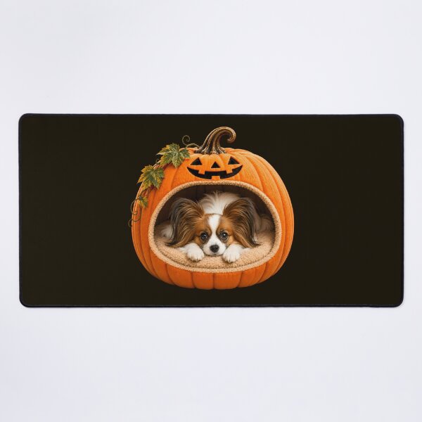 Item preview, Papillon Dog in Halloween Pumpkin Bed designed and sold by ManJiangHong.