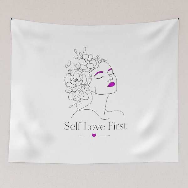 Item preview, Self Love First Minimalist Line Art Woman with Floral Hair designed and sold by crazyhome.