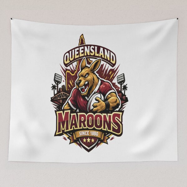 Item preview, Queensland Maroons Rugby League Mascot Vintage Graphic designed and sold by CatLovers Studio.