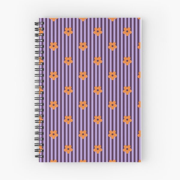 Item preview, Purple Floral Pattern | Orange Flowers on Plum Stripes | Retro Orange Floral Stripes Design | Preppy Orange Flower Pattern | Coquette Purple and Orange Flowers with Vertical Stripes designed and sold by VivaFy.