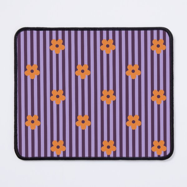 Item preview, Purple Floral Pattern | Orange Flowers on Plum Stripes | Retro Orange Floral Stripes Design | Preppy Orange Flower Pattern | Coquette Purple and Orange Flowers with Vertical Stripes designed and sold by VivaFy.