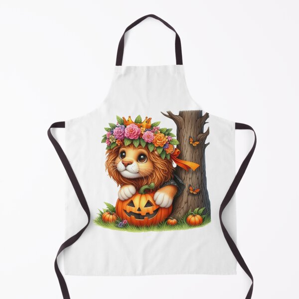 Item preview, Cute Halloween Lion Cat With Pumpkin And Flower Crown Autumn Fantasy Animal designed and sold by Merchrise.