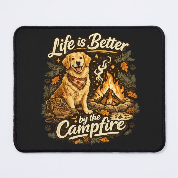 Item preview, Golden Retriever Campfire Adventure | Vintage Camping Dog Shirt designed and sold by AdicretorDesign.
