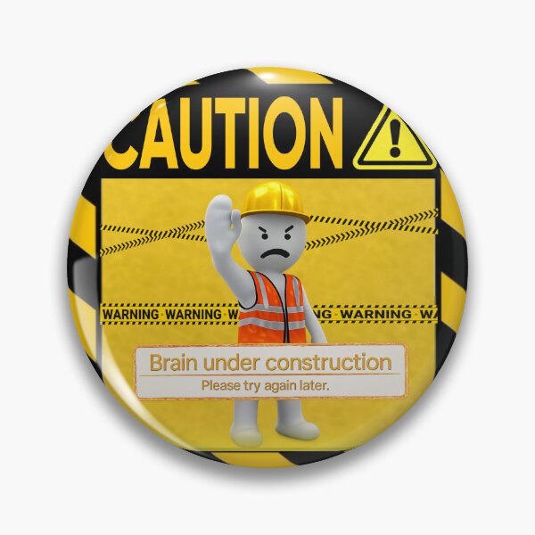 Item preview, Brain Under Construction | Funny Caution Sign Sticker & T-Shirt designed and sold by FuzzDrive.
