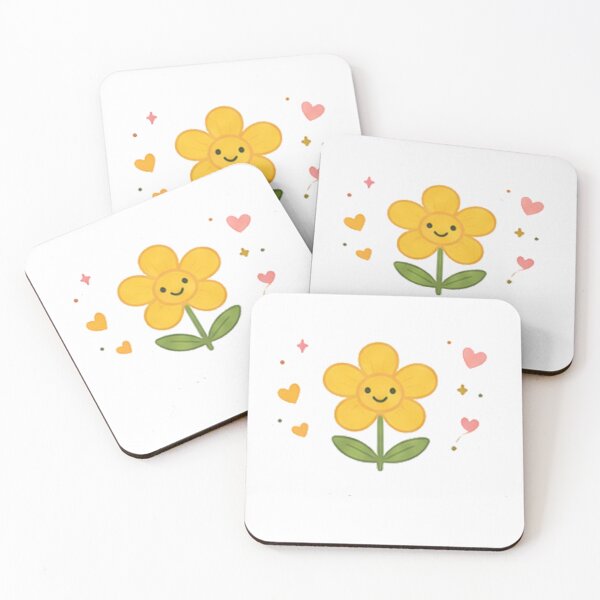Item preview, Cute Kawaii Yellow Flower Smiling Daisy Sparkles Hearts Aesthetic designed and sold by Rehnair.
