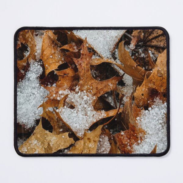 Item preview, Graupel Snow on Autumn Brown Leaves Photo designed and sold by NikaNavi.