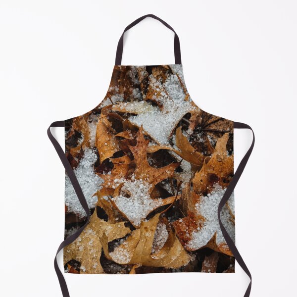 Item preview, Graupel Snow on Autumn Brown Leaves Photo designed and sold by NikaNavi.