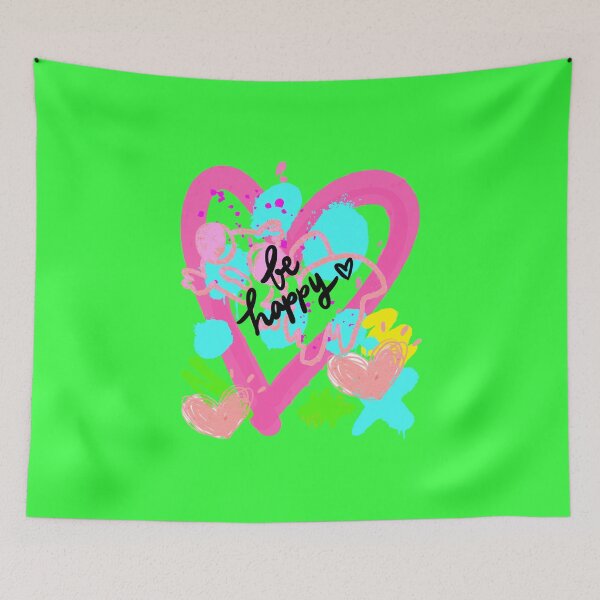 Item preview, Be Happy Street Art Colorful Neon Hearts Shirt designed and sold by MariaPCMaria.