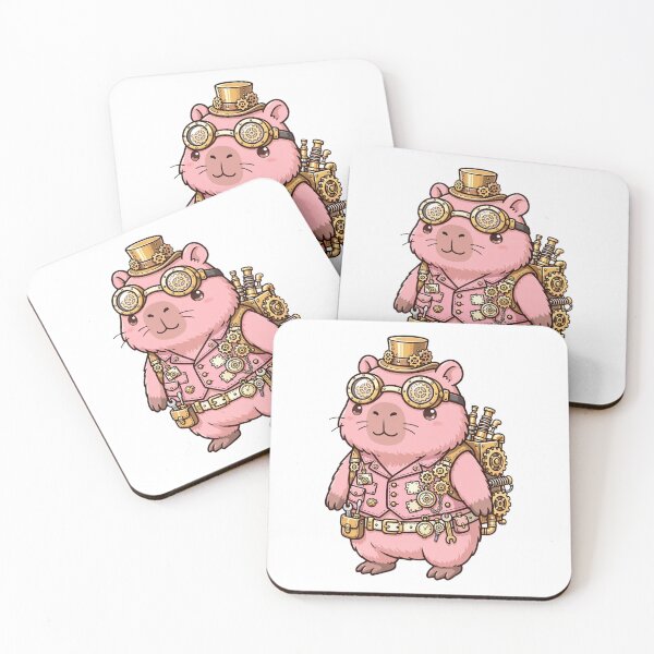 Item preview, Cute Pink Steampunk Capybara Engineer - Kawaii Mechanical Animal designed and sold by Ala'Salem| Cute Characters, Real Moods.