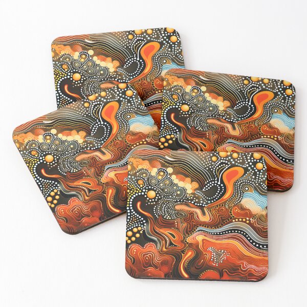 Item preview, Aboriginal Glowing Earth Dot Painting Warm Abstract Pattern designed and sold by GrinGalore.