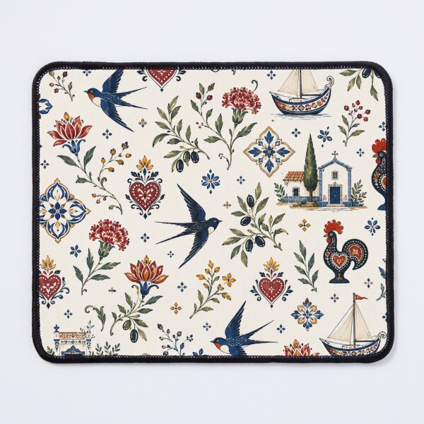 Item preview, Portuguese Folk Pattern - Azulejo Swallows & Barcelos Rooster designed and sold by QCena.
