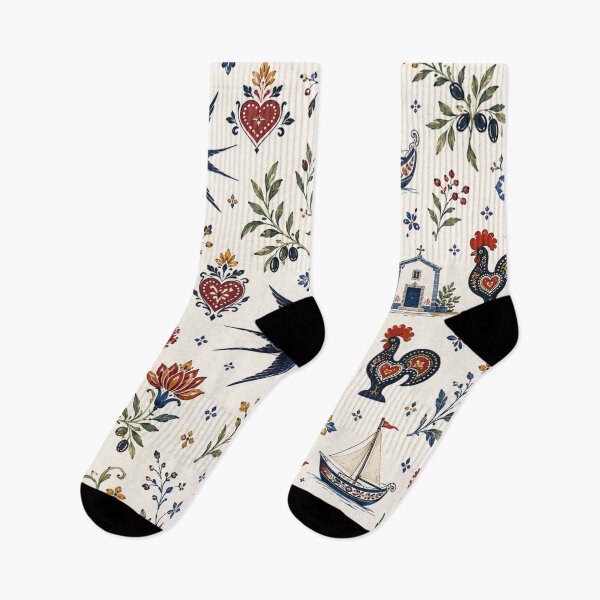 Item preview, Portuguese Folk Pattern - Azulejo Swallows & Barcelos Rooster designed and sold by QCena.