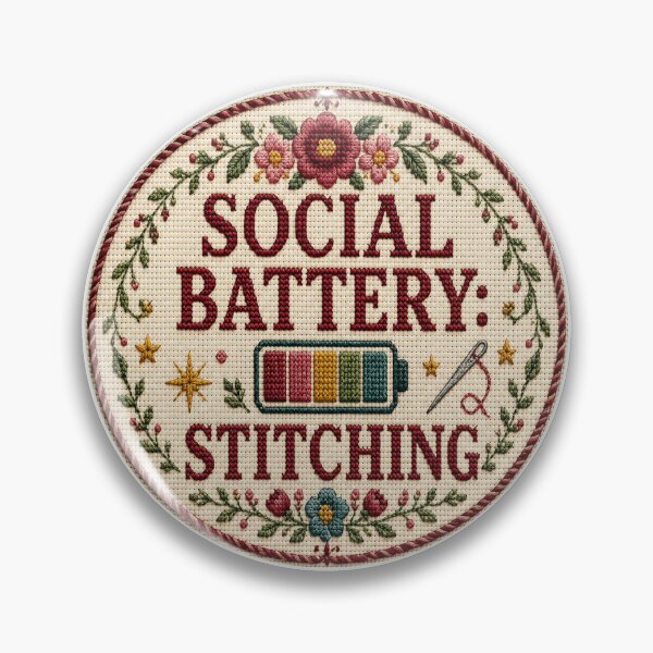 Item preview, Social Battery: Stitching – Introvert Embroidery Humor designed and sold by Tobull.