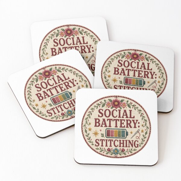 Item preview, Social Battery: Stitching – Introvert Embroidery Humor designed and sold by Tobull.