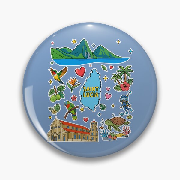 Item preview, Saint Lucia Tropical Caribbean Island and Landmarks Sticker Pattern designed and sold by mashmosh.