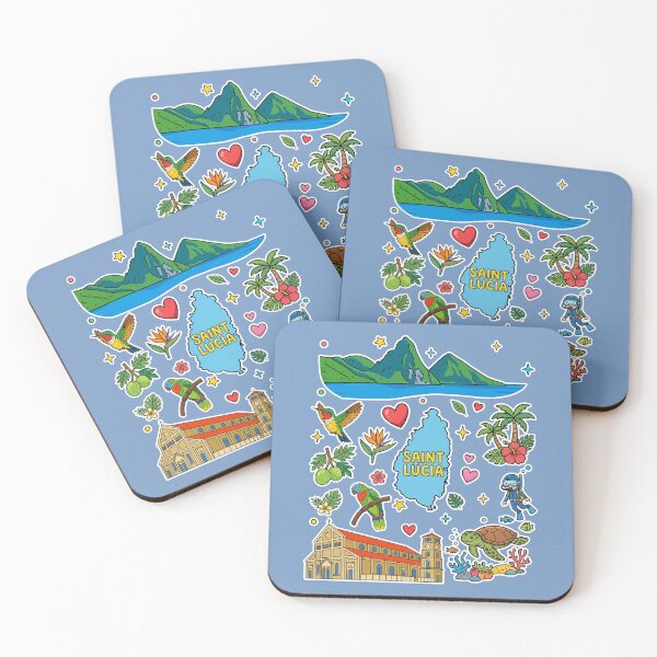 Item preview, Saint Lucia Tropical Caribbean Island and Landmarks Sticker Pattern designed and sold by mashmosh.