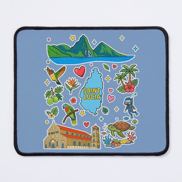 Item preview, Saint Lucia Tropical Caribbean Island and Landmarks Sticker Pattern designed and sold by mashmosh.