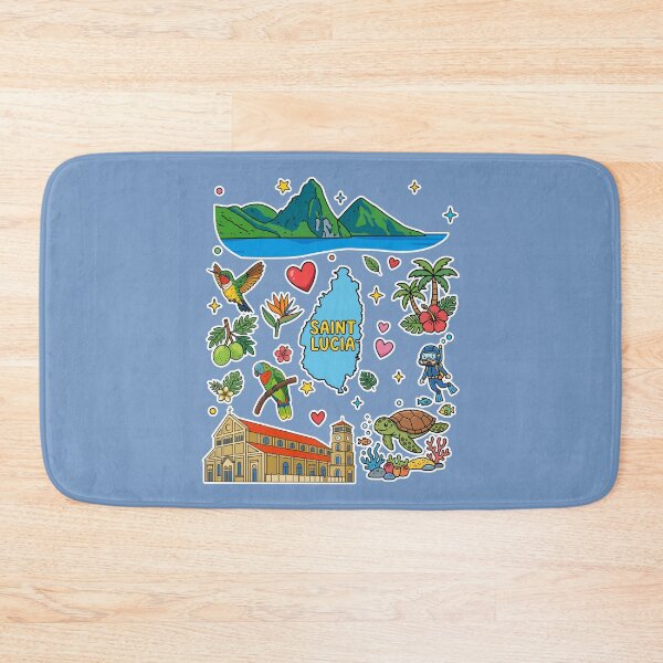 Item preview, Saint Lucia Tropical Caribbean Island and Landmarks Sticker Pattern designed and sold by mashmosh.