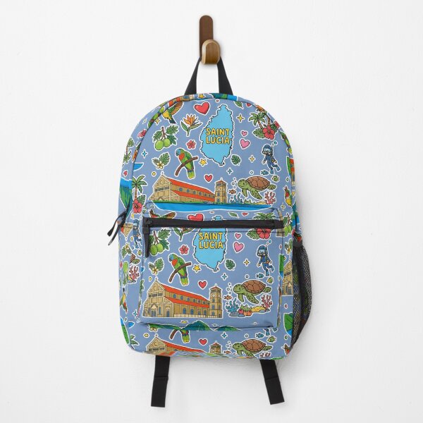 Item preview, Saint Lucia Tropical Caribbean Island and Landmarks Sticker Pattern designed and sold by mashmosh.