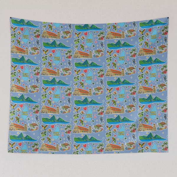 Item preview, Saint Lucia Tropical Caribbean Island and Landmarks Sticker Pattern designed and sold by mashmosh.
