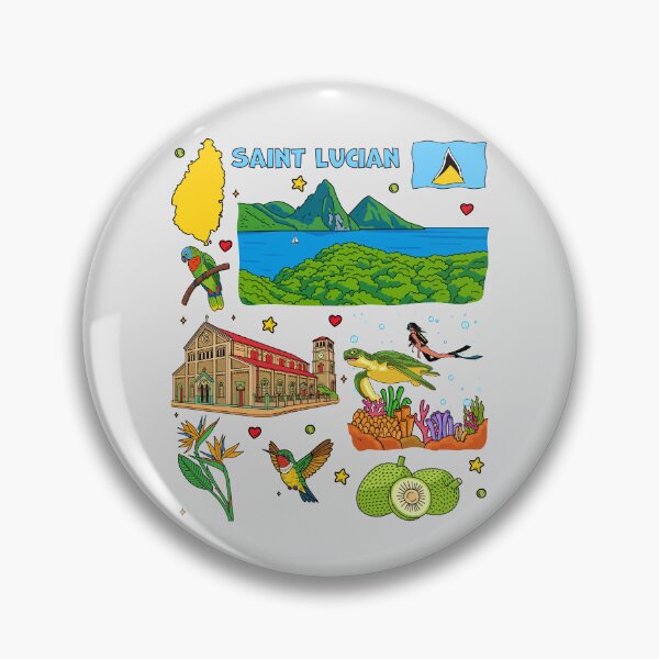 Item preview, Saint Lucia Pitons and Tropical Island Life Doodle designed and sold by mashmosh.