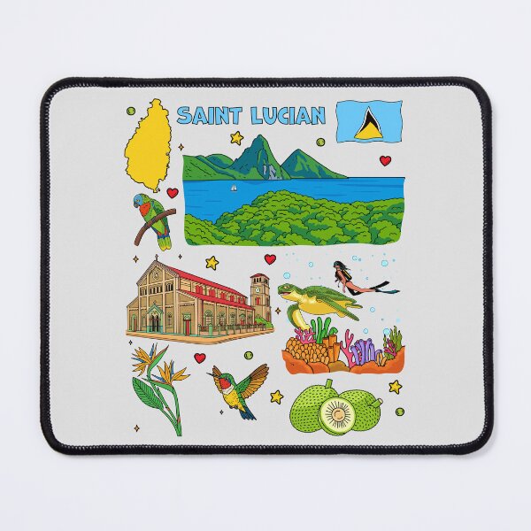 Item preview, Saint Lucia Pitons and Tropical Island Life Doodle designed and sold by mashmosh.