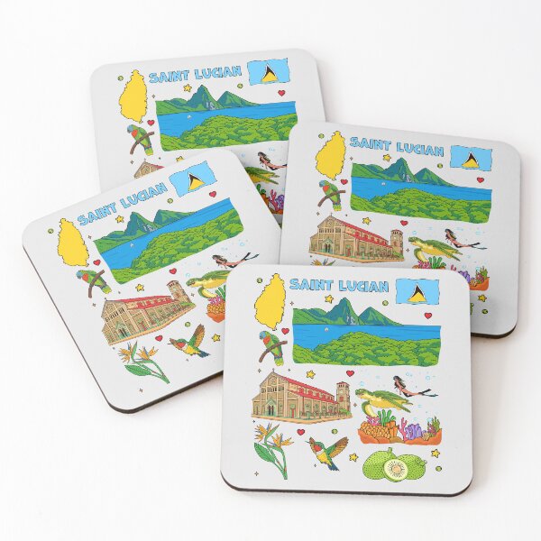 Item preview, Saint Lucia Pitons and Tropical Island Life Doodle designed and sold by mashmosh.