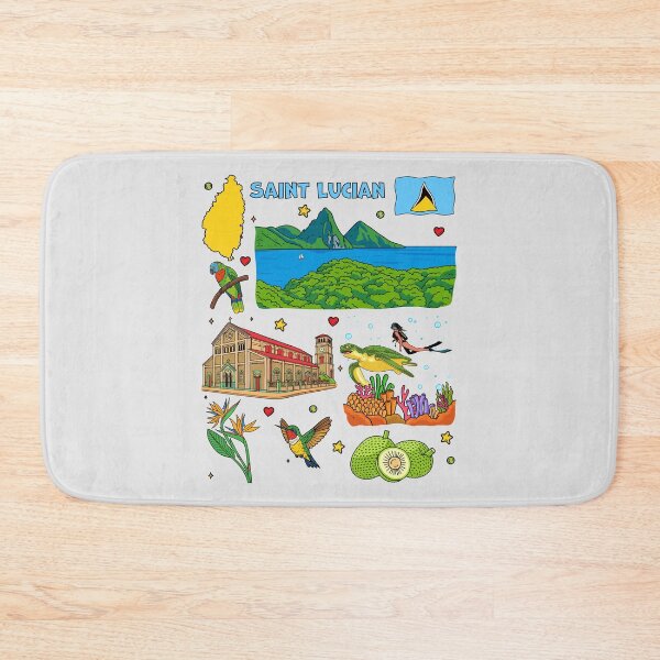 Item preview, Saint Lucia Pitons and Tropical Island Life Doodle designed and sold by mashmosh.