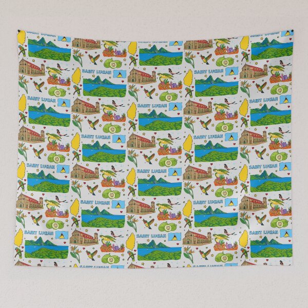 Item preview, Saint Lucia Pitons and Tropical Island Life Doodle designed and sold by mashmosh.