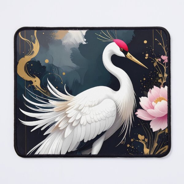 Item preview, Japanese Crane with Pink Cherry Blossoms designed and sold by BetweenForms.
