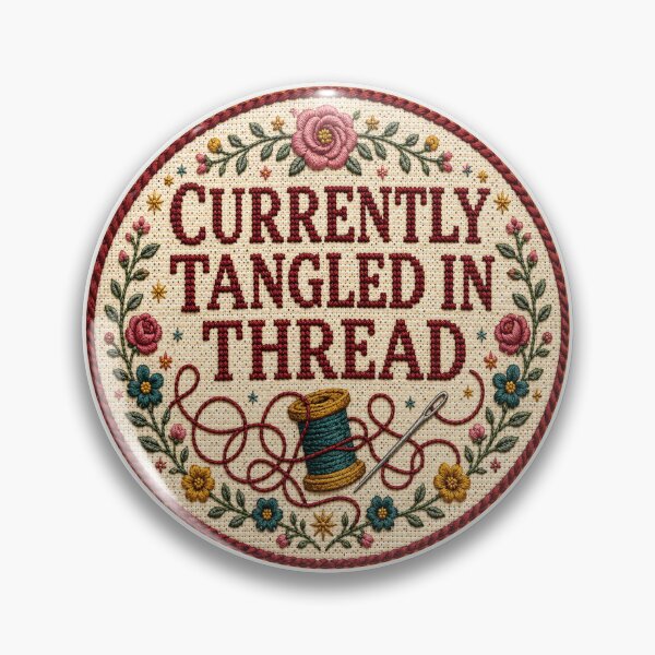 Item preview, Currently Tangled in Thread – Funny Embroidery Quote designed and sold by Tobull.