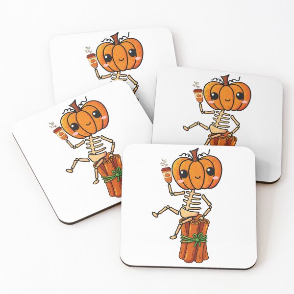 Item preview, Kawaii Pumpkin Head Skeleton Drinking Pumpkin Spice Latte PSL Fall Fun designed and sold by SunandShade.
