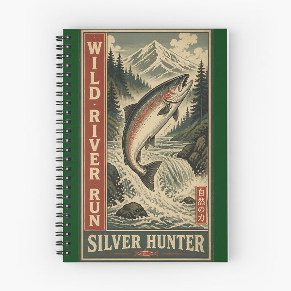 Item preview, Wild River Run Salmon - Vintage Japanese Fly Fishing Emblem designed and sold by ThirdShiftLab.