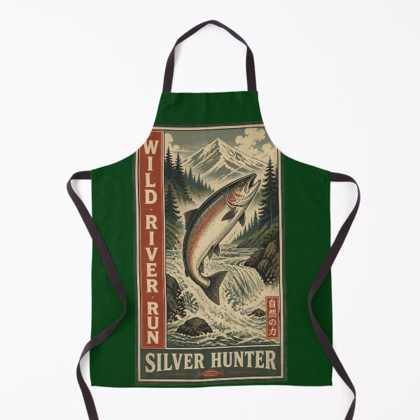 Item preview, Wild River Run Salmon - Vintage Japanese Fly Fishing Emblem designed and sold by ThirdShiftLab.