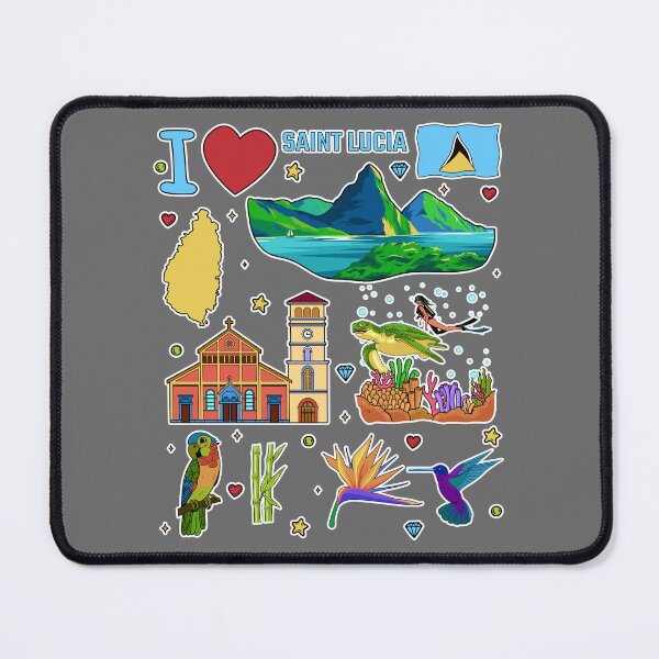Item preview, Cute St Lucia Caribbean Paradise Icons & Parrot Sticker Pack designed and sold by mashmosh.