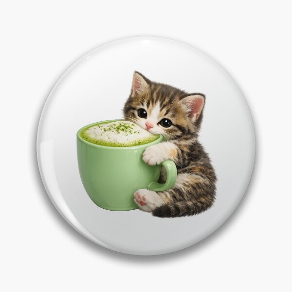 Item preview, Cute Matcha Green Tea Cat Latte designed and sold by wallpapersarts.