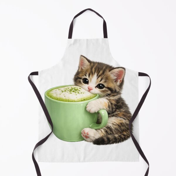 Item preview, Cute Matcha Green Tea Cat Latte designed and sold by wallpapersarts.