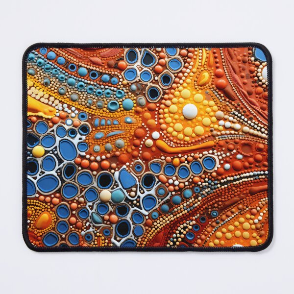 Item preview, Aboriginal Crimson Turquoise 3D Dot Painting Abstract Pattern designed and sold by GrinGalore.