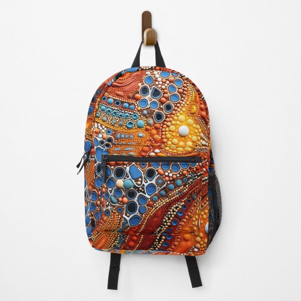 Item preview, Aboriginal Crimson Turquoise 3D Dot Painting Abstract Pattern designed and sold by GrinGalore.