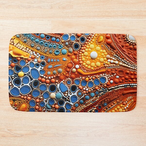 Item preview, Aboriginal Crimson Turquoise 3D Dot Painting Abstract Pattern designed and sold by GrinGalore.
