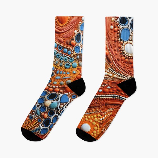 Item preview, Aboriginal Crimson Turquoise 3D Dot Painting Abstract Pattern designed and sold by GrinGalore.