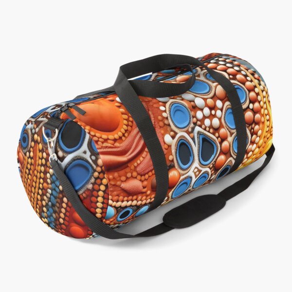 Item preview, Aboriginal Crimson Turquoise 3D Dot Painting Abstract Pattern designed and sold by GrinGalore.