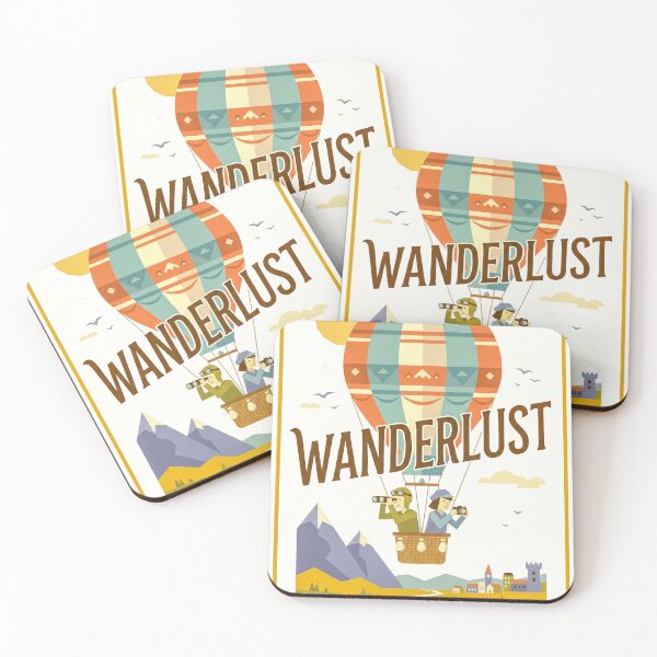 Item preview, Wanderlust Hot Air Balloon Vintage Travel Poster designed and sold by hattie's.