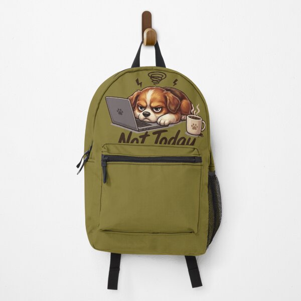 Item preview, Not Today Angry Dog – Funny Overworked Puppy Laptop & Coffee Cartoon designed and sold by Northern Glow Art.