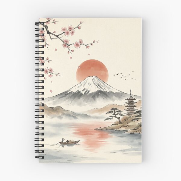 Item preview, Mount Fuji Japanese Cherry Blossom Pagoda Red Sun Boat Graphic designed and sold by PACS0011.